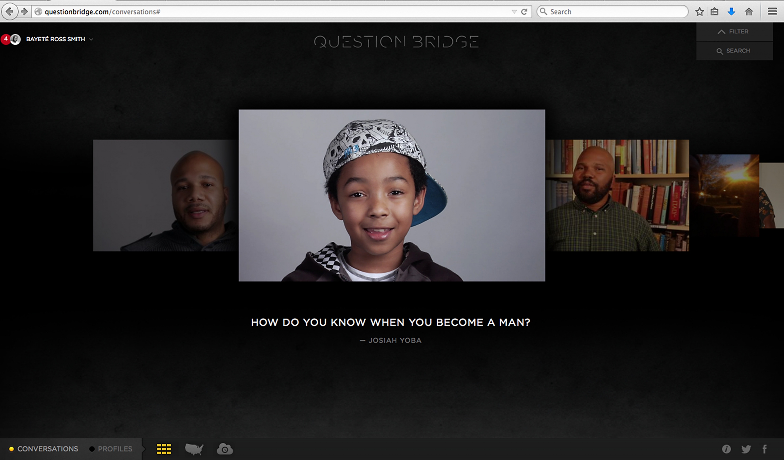Screenshot from Question Bridge website. Screenshot from Question Bridge website.